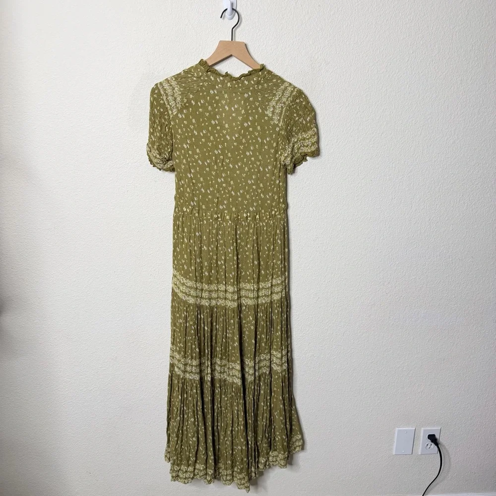 Free People Rare Feeling Maxi Dress Green Kiwi Combo Cottagecore Womens‎ Size XS
